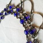 Blue Glass And Chain, Vintage Necklace
