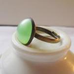 Pale Lime Ring With Adjustable Copper Band