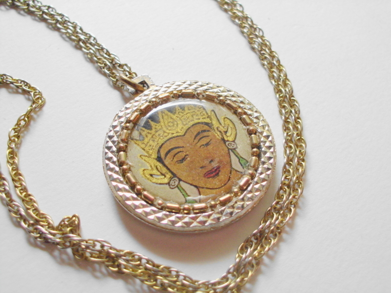 Thai Temple Dancer Necklace With Vintage Watch Chain